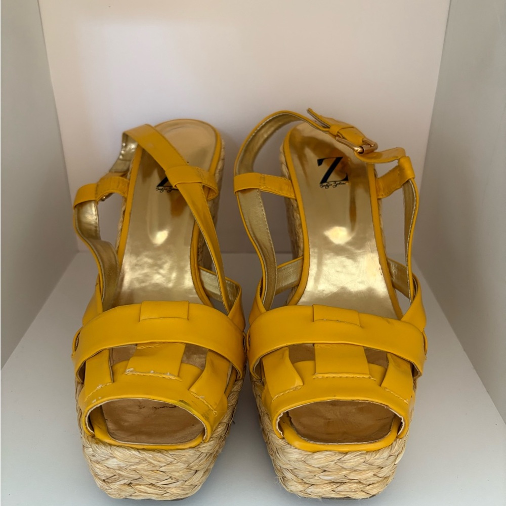 Sergio Zelcer Yellow Wedge Sandals with Platform